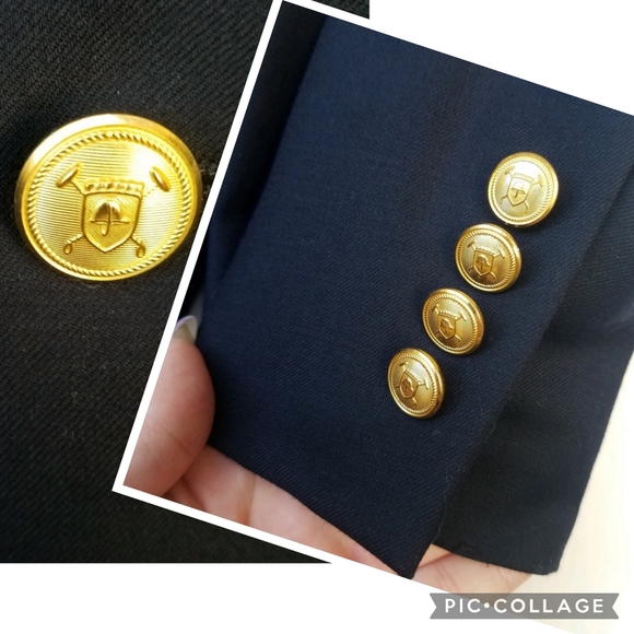 Ralph Lauren Wool Sport Coat Blazer 44R Navy Embossed Gold Buttons Like … - Picture 12 of 16